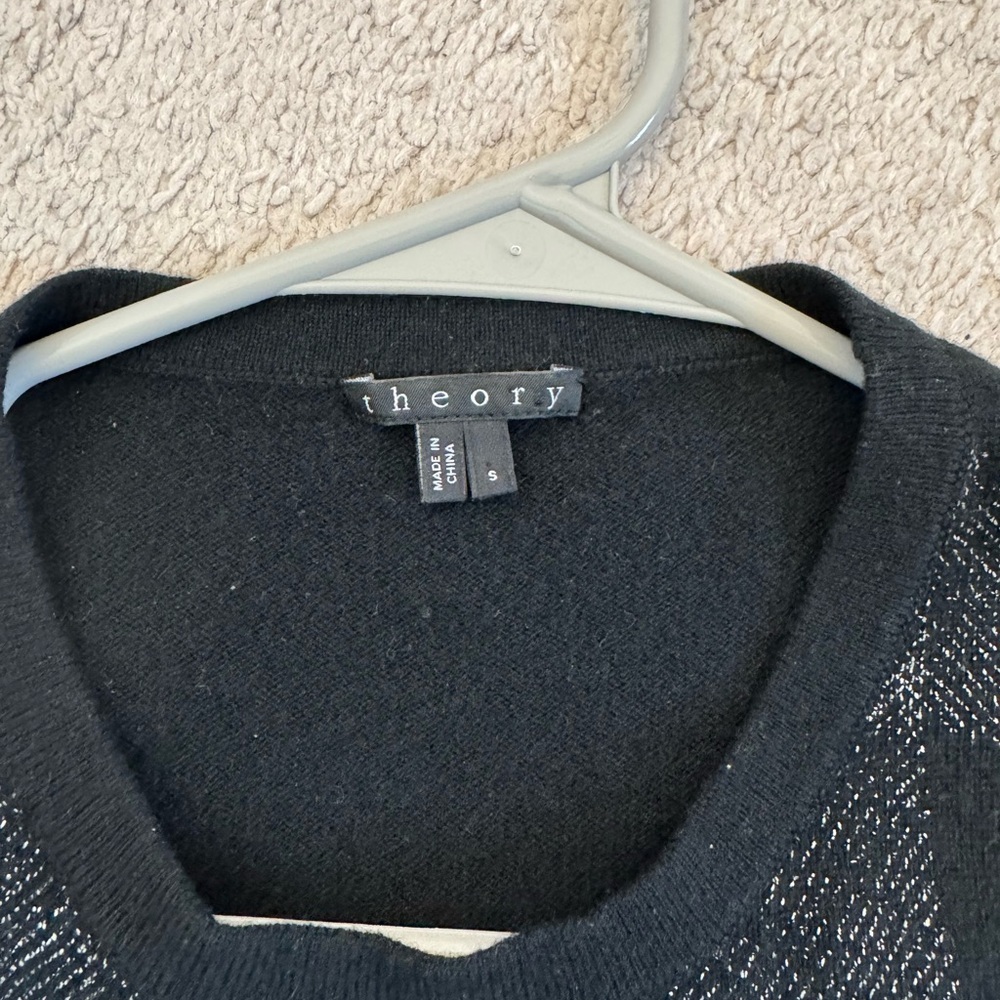 Theory Women’s‎ Black Checkered Cashmere Sweater Size Small - Picture 4 of 9